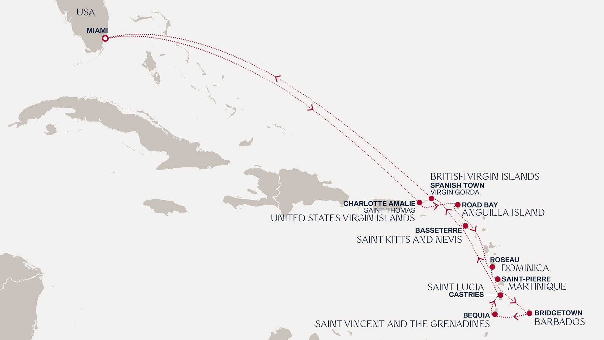 An Extended Journey of Colourful Caribbean Escapes Itinerary Map