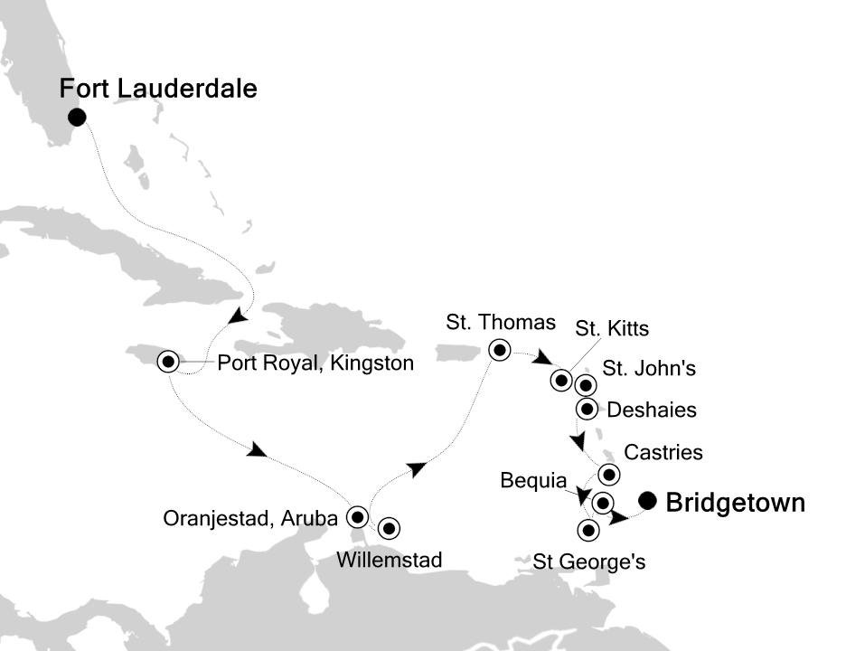 Caribbean & Central America Cruise Itinerary Map