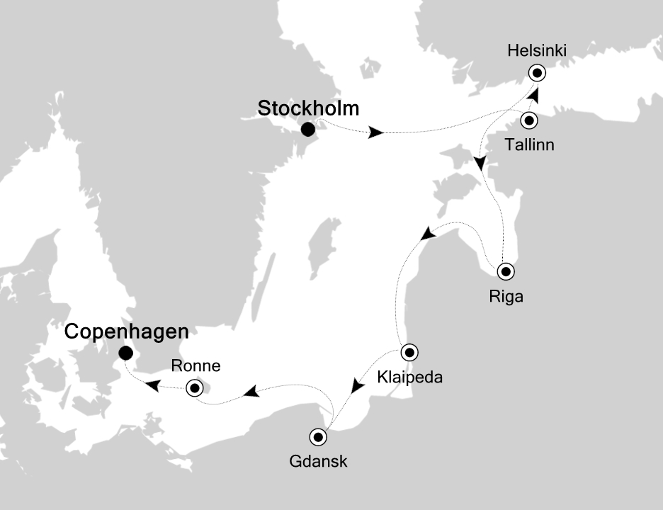 Northern Europe & British Isles Cruise Itinerary Map